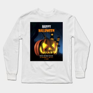 halloween scary evil pumpkin funny pumpkin head Long Sleeve T-Shirt